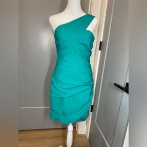 BCBGMaxAzria One-Shoulder Teal Dress